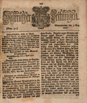Bayreuther Zeitung Samstag 9. August 1777