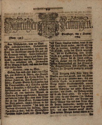 Bayreuther Zeitung Dienstag 5. Oktober 1784