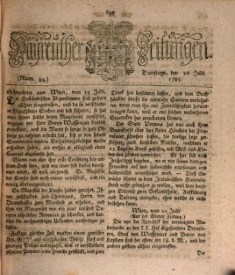 Bayreuther Zeitung Dienstag 26. Juli 1785