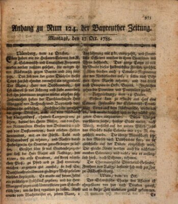 Bayreuther Zeitung Montag 17. Oktober 1785