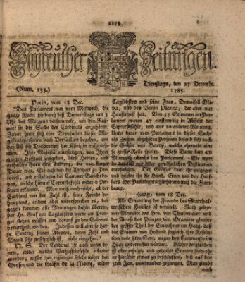 Bayreuther Zeitung Dienstag 27. Dezember 1785
