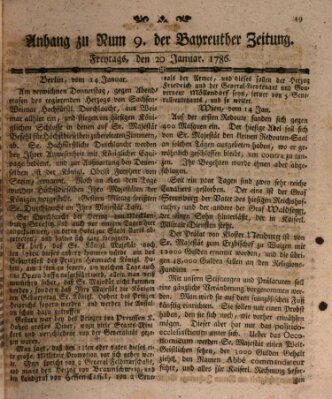 Bayreuther Zeitung Freitag 20. Januar 1786