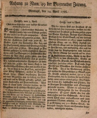 Bayreuther Zeitung Montag 24. April 1786