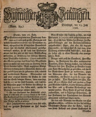 Bayreuther Zeitung Dienstag 25. Juli 1786