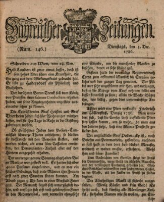 Bayreuther Zeitung Dienstag 5. Dezember 1786