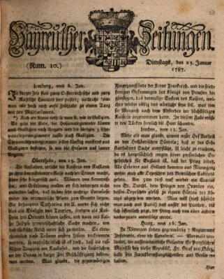 Bayreuther Zeitung Dienstag 23. Januar 1787