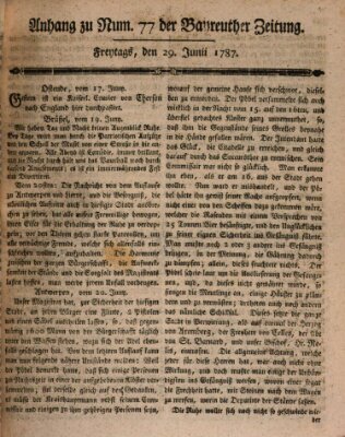 Bayreuther Zeitung Freitag 29. Juni 1787