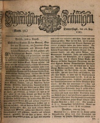 Bayreuther Zeitung Donnerstag 16. August 1787