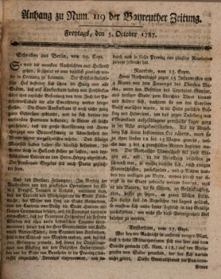 Bayreuther Zeitung Freitag 5. Oktober 1787
