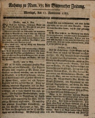 Bayreuther Zeitung Montag 12. November 1787