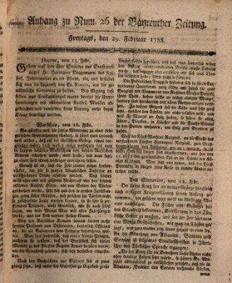 Bayreuther Zeitung Freitag 29. Februar 1788