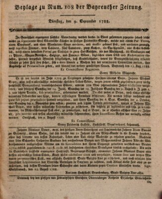 Bayreuther Zeitung Dienstag 9. September 1788