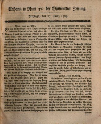 Bayreuther Zeitung Freitag 27. März 1789