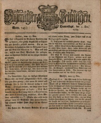 Bayreuther Zeitung Donnerstag 3. Dezember 1789