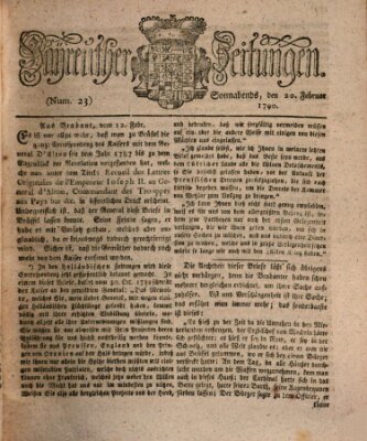 Bayreuther Zeitung Samstag 20. Februar 1790