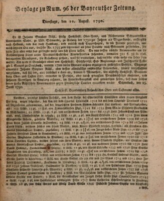 Bayreuther Zeitung Dienstag 10. August 1790