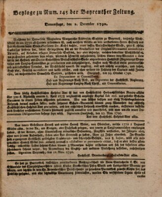 Bayreuther Zeitung Donnerstag 2. Dezember 1790
