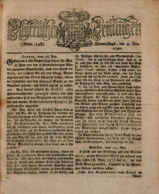 Bayreuther Zeitung Donnerstag 9. Dezember 1790