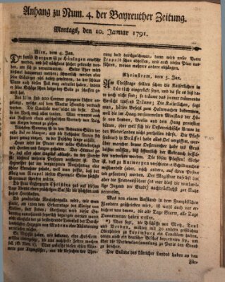 Bayreuther Zeitung Montag 10. Januar 1791