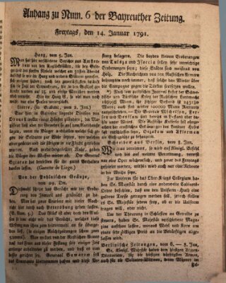 Bayreuther Zeitung Freitag 14. Januar 1791