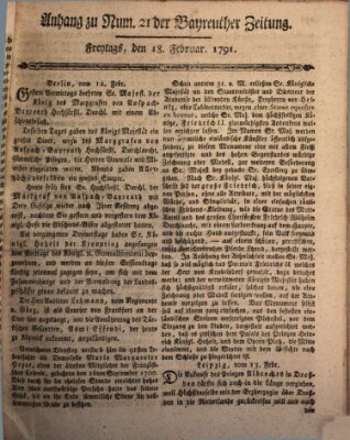 Bayreuther Zeitung Freitag 18. Februar 1791