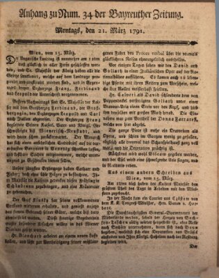 Bayreuther Zeitung Montag 21. März 1791
