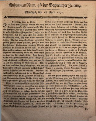 Bayreuther Zeitung Montag 18. April 1791