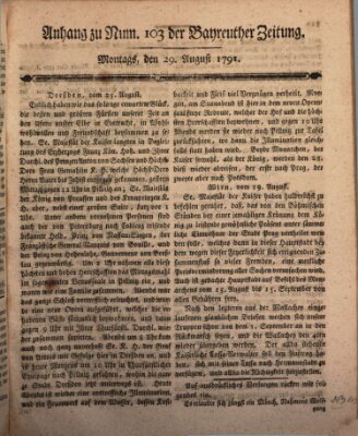 Bayreuther Zeitung Montag 29. August 1791