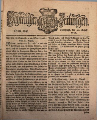 Bayreuther Zeitung Dienstag 30. August 1791