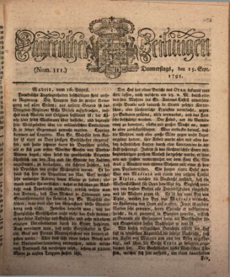 Bayreuther Zeitung Donnerstag 15. September 1791