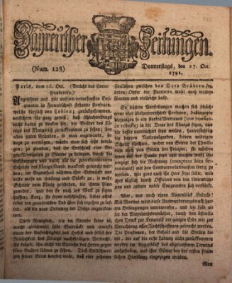 Bayreuther Zeitung Donnerstag 27. Oktober 1791
