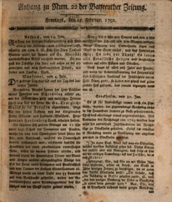 Bayreuther Zeitung Freitag 17. Februar 1792