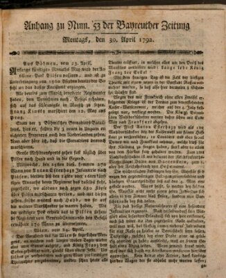 Bayreuther Zeitung Montag 30. April 1792