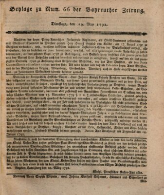 Bayreuther Zeitung Dienstag 29. Mai 1792