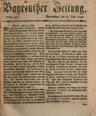 Bayreuther Zeitung Donnerstag 26. Juli 1792