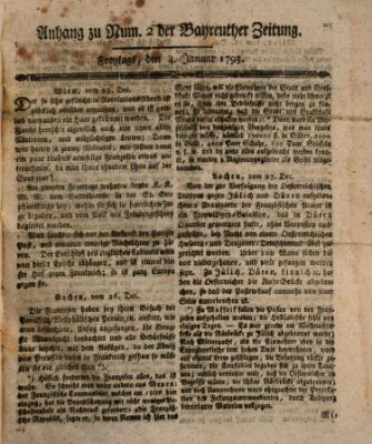 Bayreuther Zeitung Freitag 4. Januar 1793