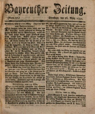 Bayreuther Zeitung Dienstag 26. März 1793