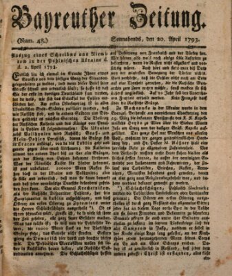 Bayreuther Zeitung Samstag 20. April 1793