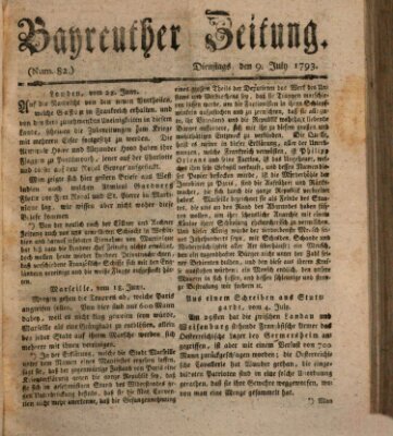 Bayreuther Zeitung Dienstag 9. Juli 1793