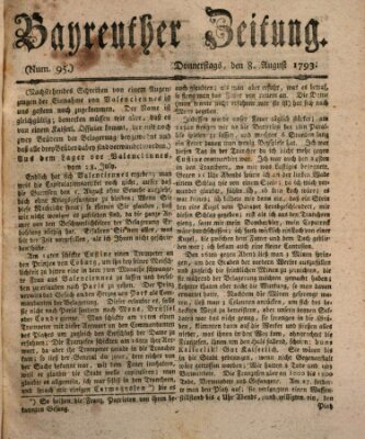 Bayreuther Zeitung Donnerstag 8. August 1793