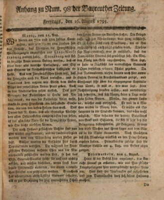 Bayreuther Zeitung Freitag 16. August 1793