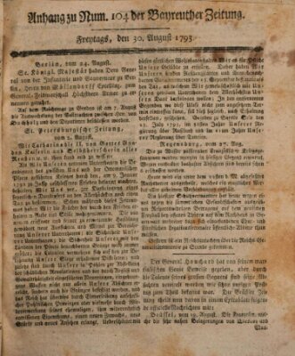 Bayreuther Zeitung Freitag 30. August 1793