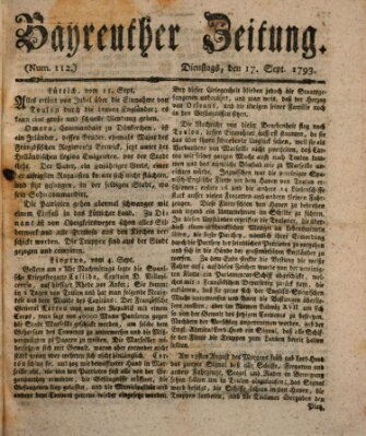 Bayreuther Zeitung Dienstag 17. September 1793