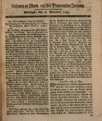 Bayreuther Zeitung Montag 18. November 1793