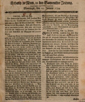 Bayreuther Zeitung Montag 27. Januar 1794