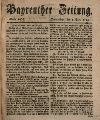 Bayreuther Zeitung Donnerstag 4. September 1794