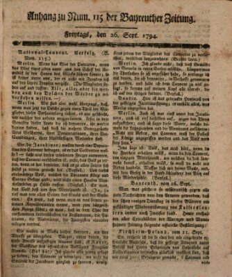 Bayreuther Zeitung Freitag 26. September 1794