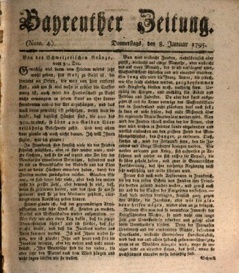 Bayreuther Zeitung Donnerstag 8. Januar 1795