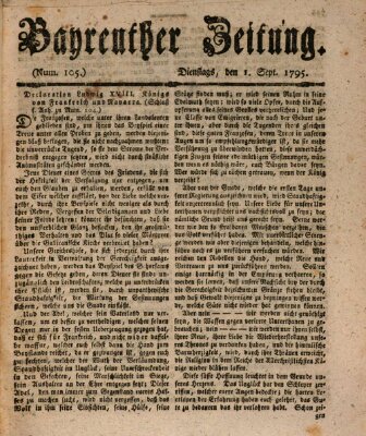 Bayreuther Zeitung Dienstag 1. September 1795