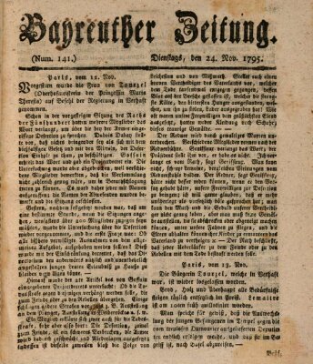 Bayreuther Zeitung Dienstag 24. November 1795